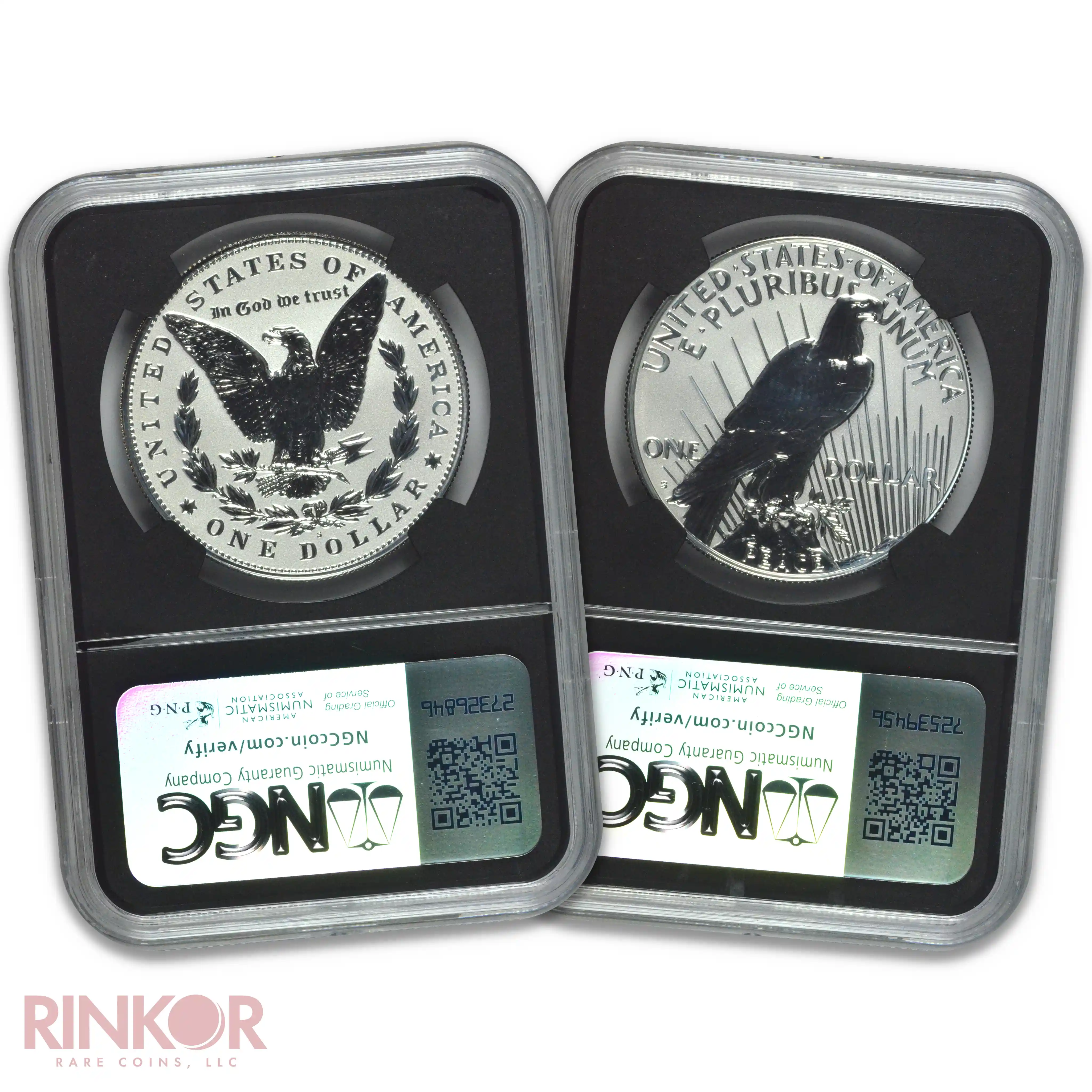 2024-S Reverse Proof 2-Coin Morgan and Peace Set FDOI $1 NGC PF 70
