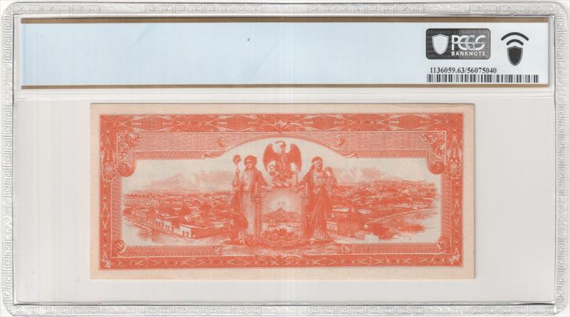 Mexico Revolutionary / Estado Libre y Soberano de Sinaloa Pick# S1047a 1915 50 Pesos-San Blas PCGS  MS63