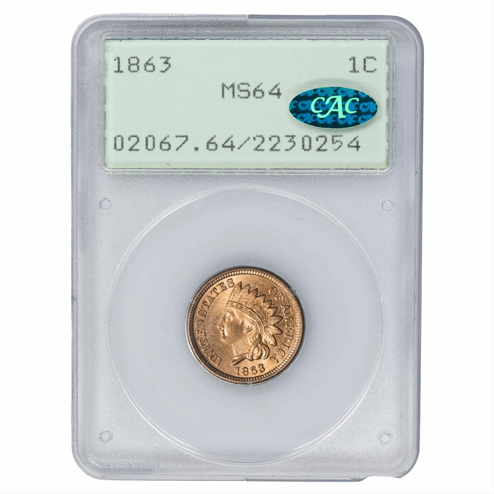 1863 Indian Head Small Cent 1C PCGS MS 64 CAC
