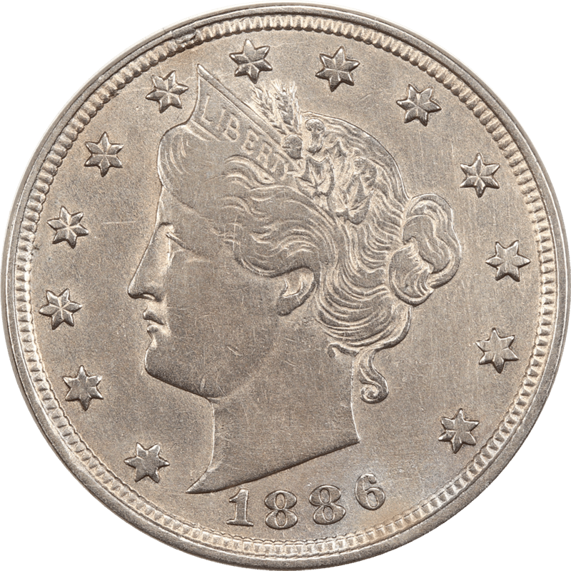 1886 Liberty Head V Nickel 5c Almost Uncirculated (AU)