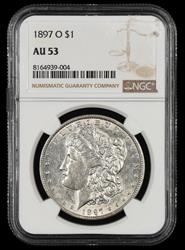 1897 O $1 NGC AU 53