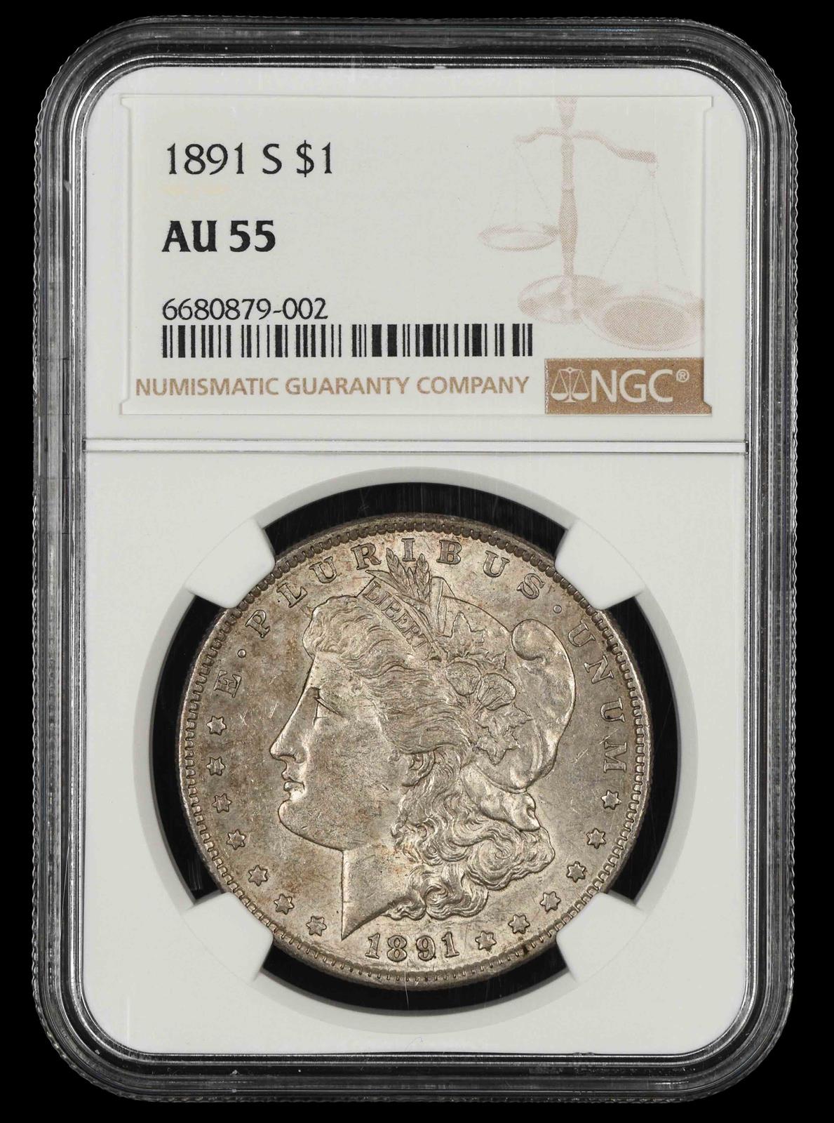 1891 S $1 NGC AU-55