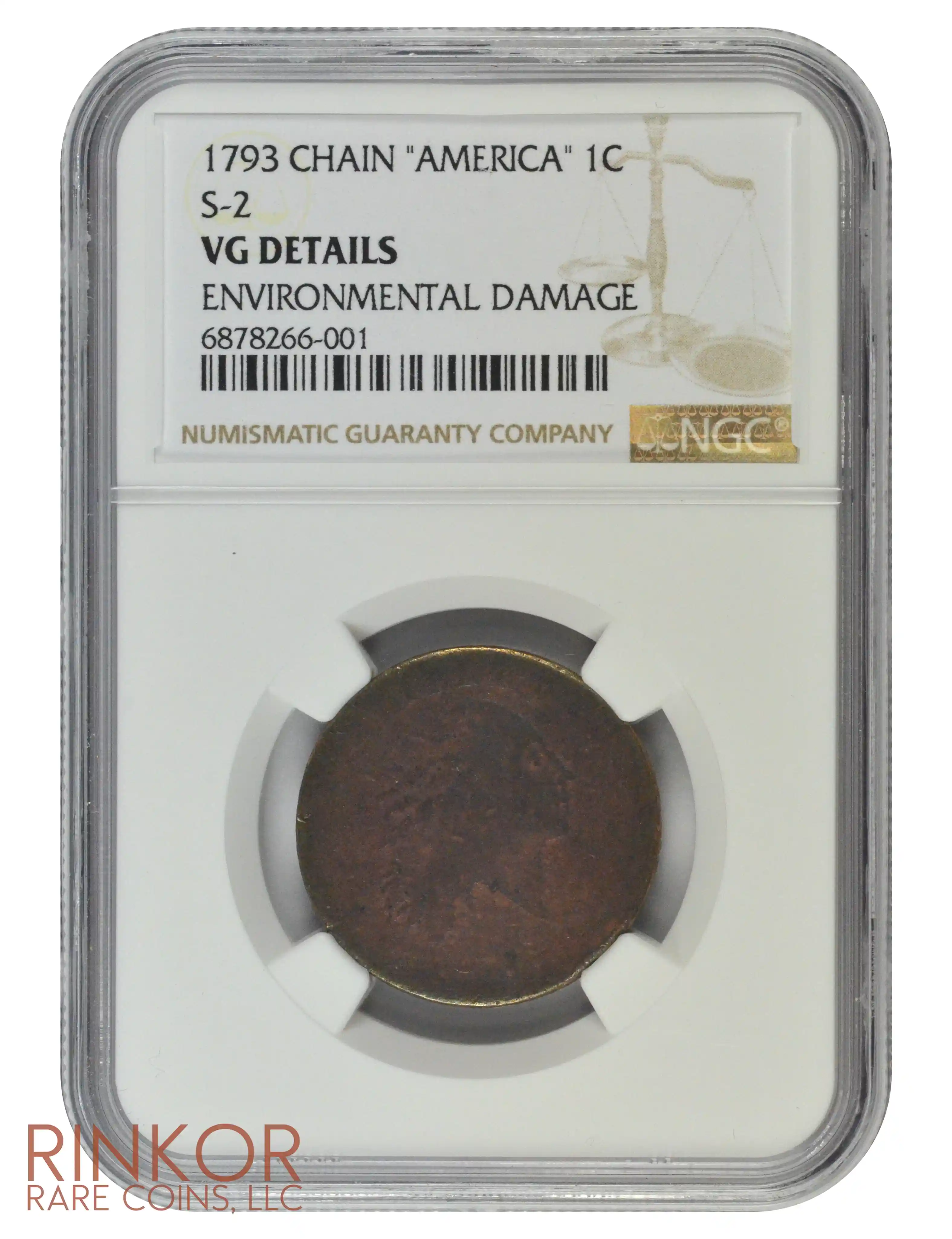 1793 Chain Cent America S-2 NGC VG Details