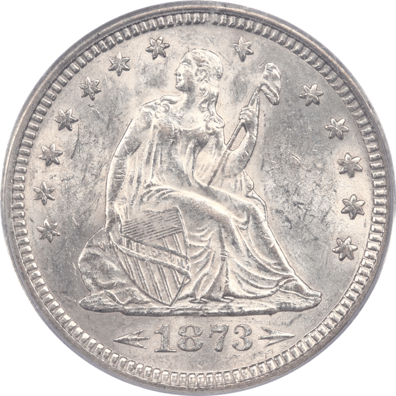 1873 Liberty Seated Quarter, Arrows, PCGS MS62 CAC - Very Clean for the Grade