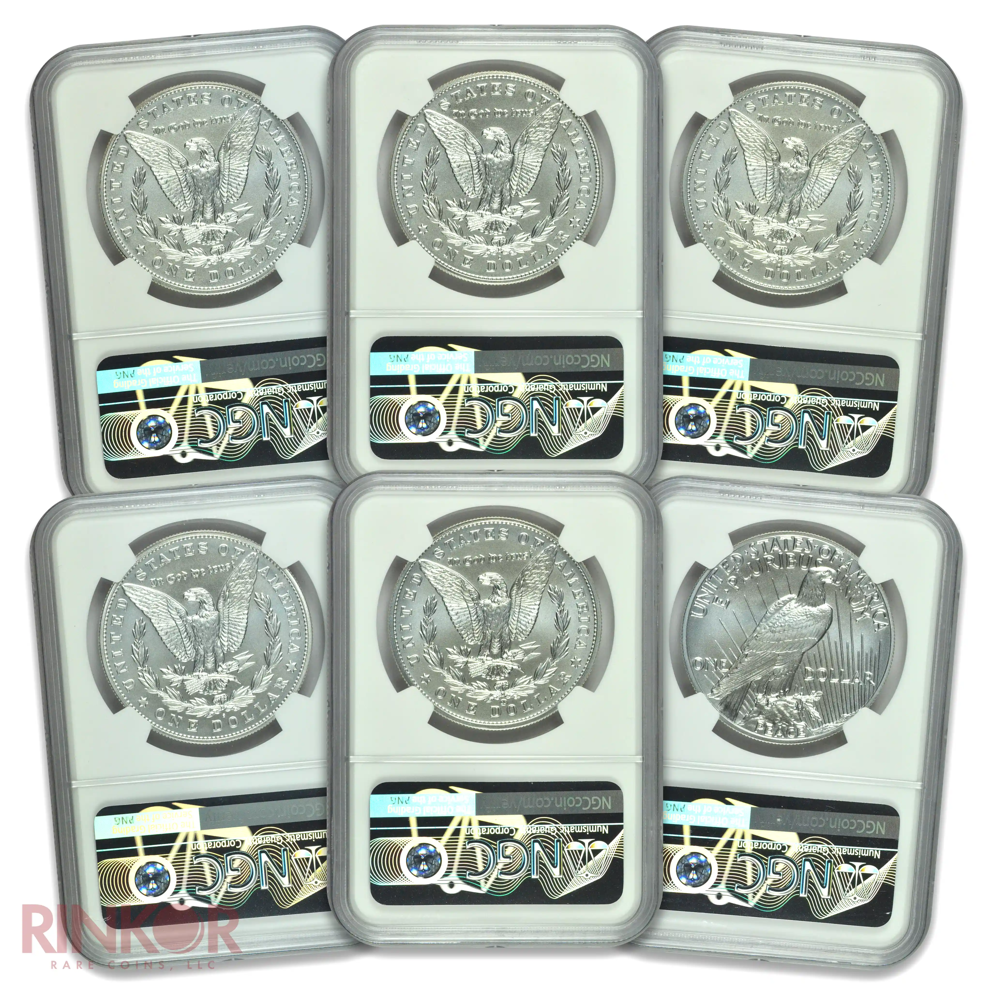 2021 Morgan and Peace Dollar First Day of Issue 6-Coin Set NGC MS 70