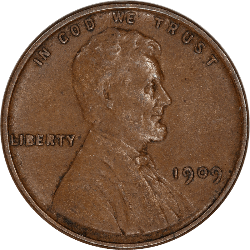 1909-P VDB Lincoln Cent 1c,  Circulated, Extra Fine