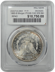 1883-S Morgan PCGS CAC MS 64+
