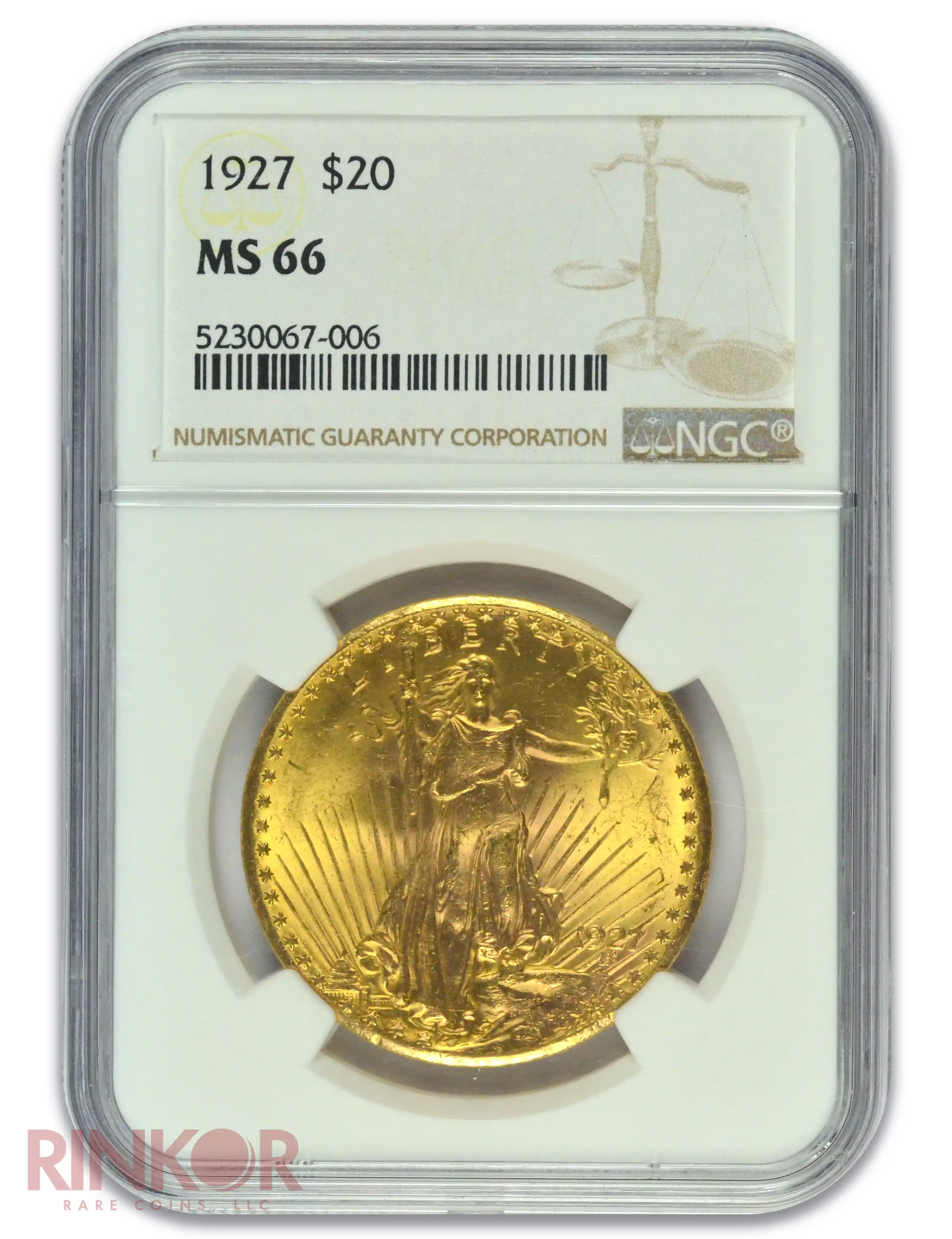 1927 $20 Saint Gaudens NGC MS 66