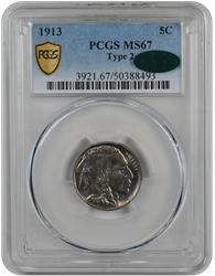 1913  Type 2 Buffalo PCGS CAC MS 67