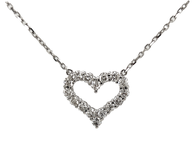 .95cttw Diamond Heart Pendant Necklace in 14k White Gold 