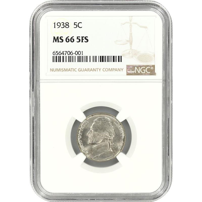 1938 Jefferson Nickel 5C NGC MS66 5FS