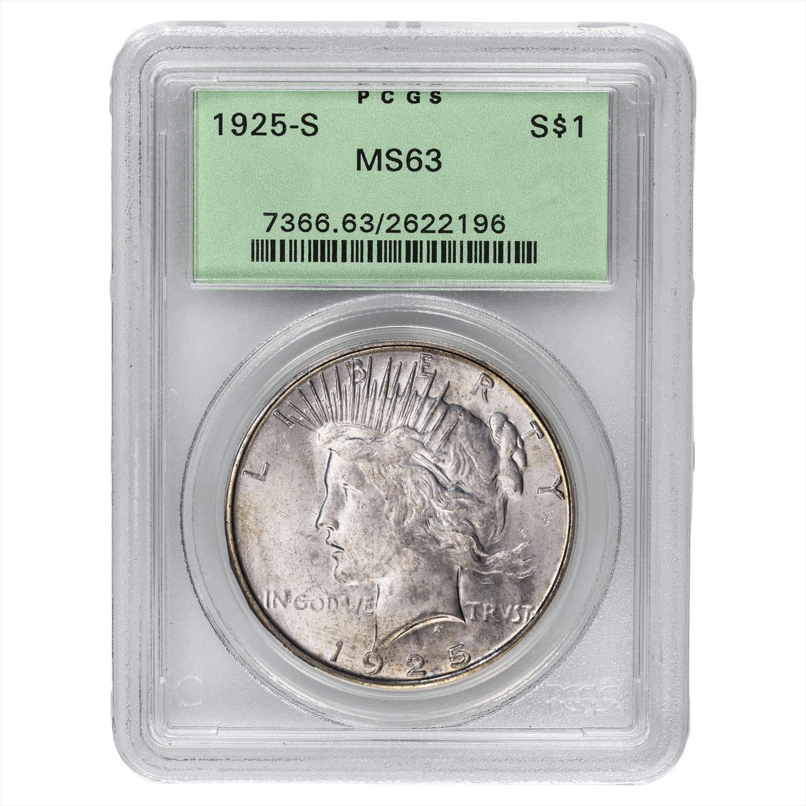 1925-S Peace Silver Dollar $1 PCGS MS 63