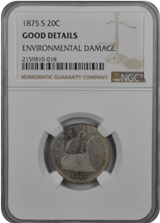 1875-S  20C Cent NGC Environmental DAMAGED