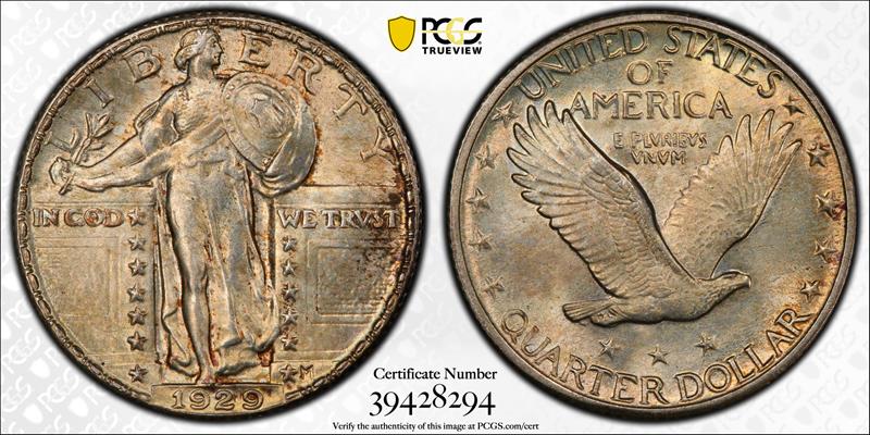 1929 25C PCGS MS 65 FH CAC