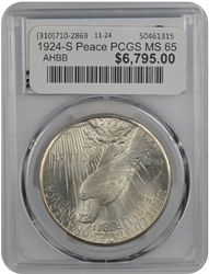 1924-S Peace PCGS MS 65