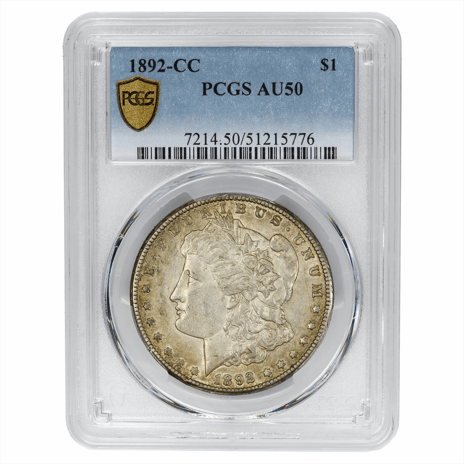1892-CC Morgan Silver Dollar $1 PCGS AU 50
