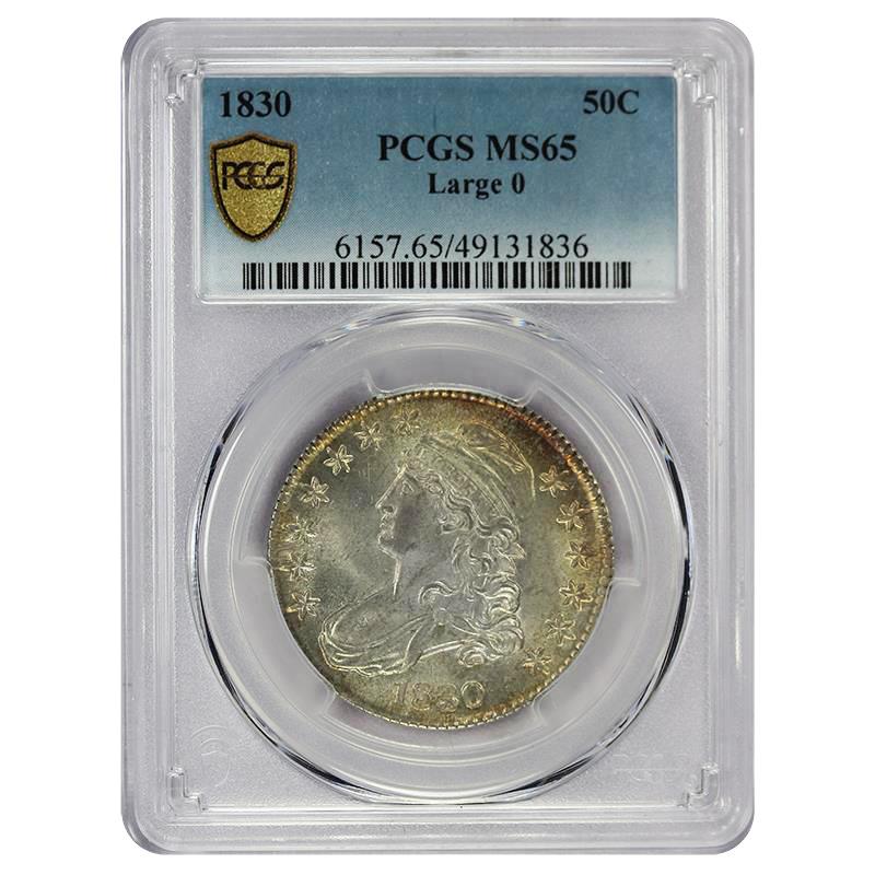 1830 Capped Bust Half Dollar 50c, PCGS MS65 - Nice Original Coin, Large 0