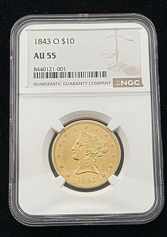 1843-O Liberty Head NGC AU55