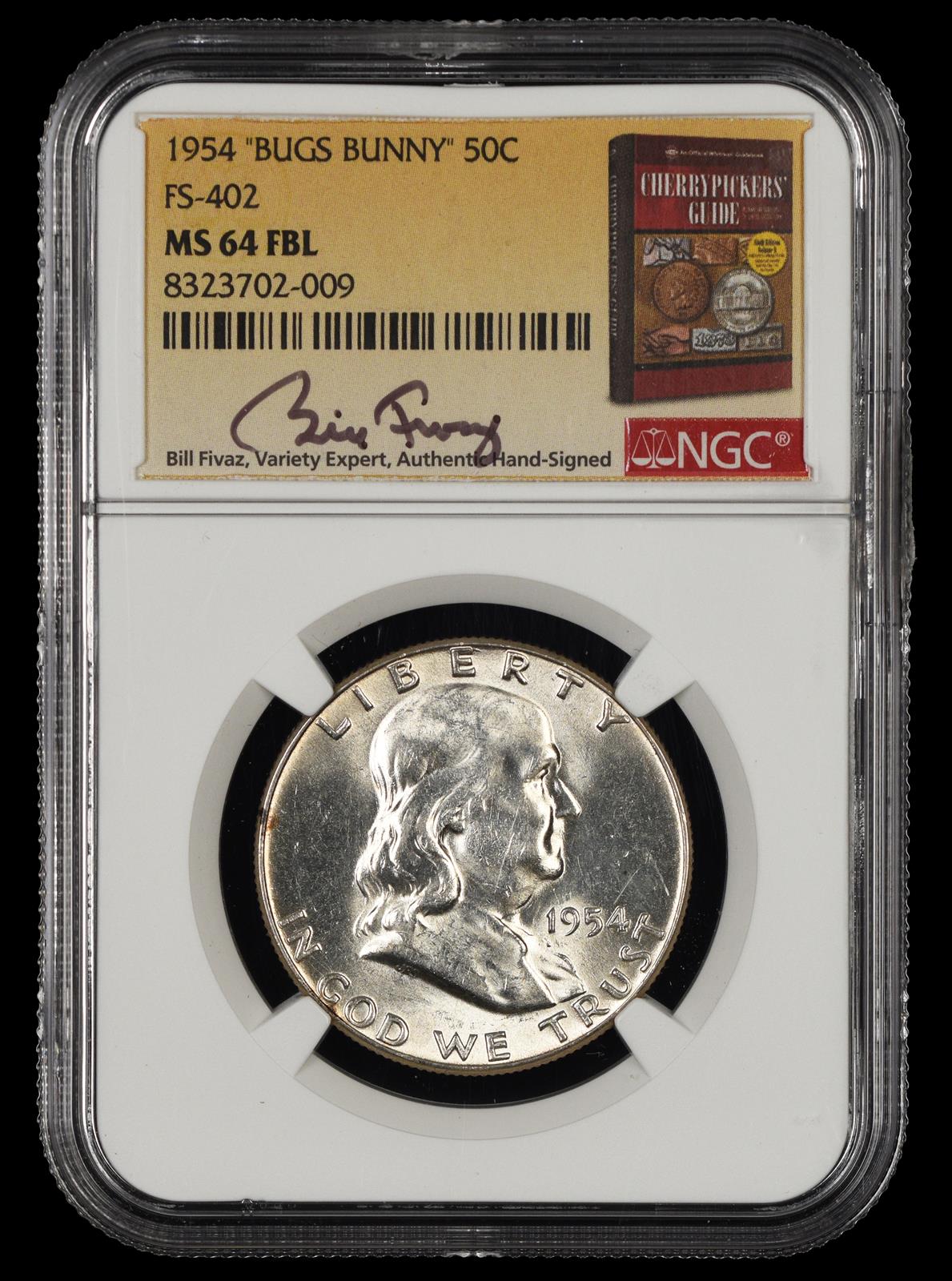 1954 Bugs Bunny 50c FS-402 Bill Fivaz Signature Label NGC  MS64FBL