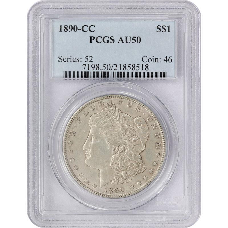 1890-CC Morgan Silver Dollar $1, PCGS AU 50 