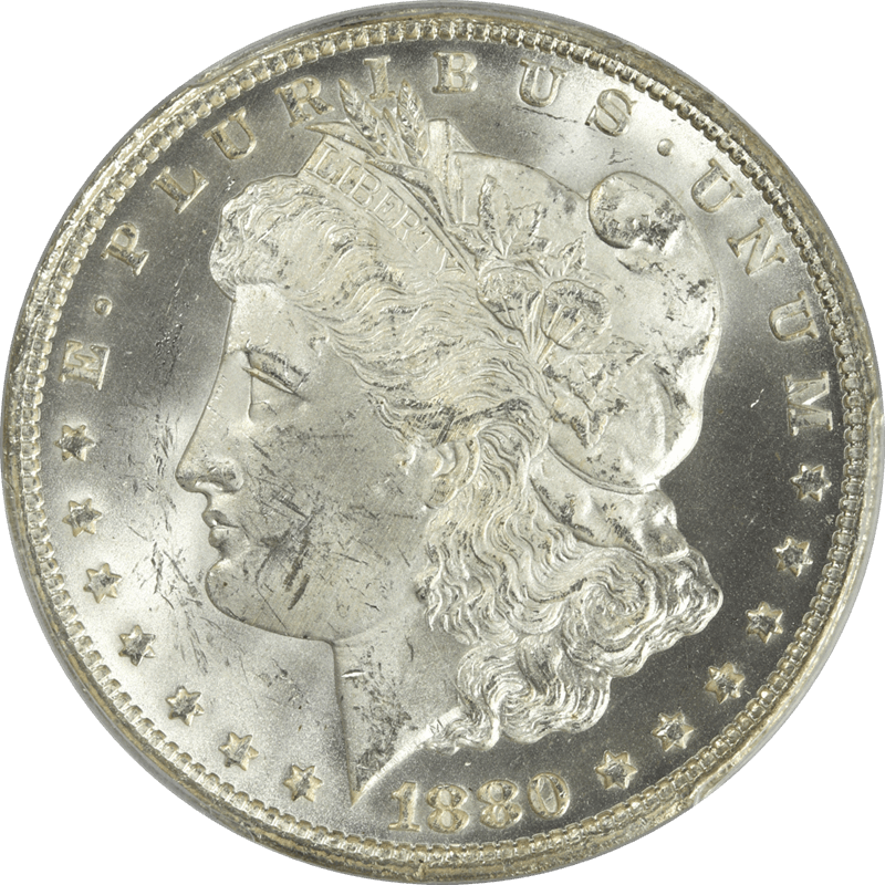 1880/79-CC Morgan Silver Dollar Rev of 1878 $1, PCGS MS 64 - VAM-4, Satin Luster