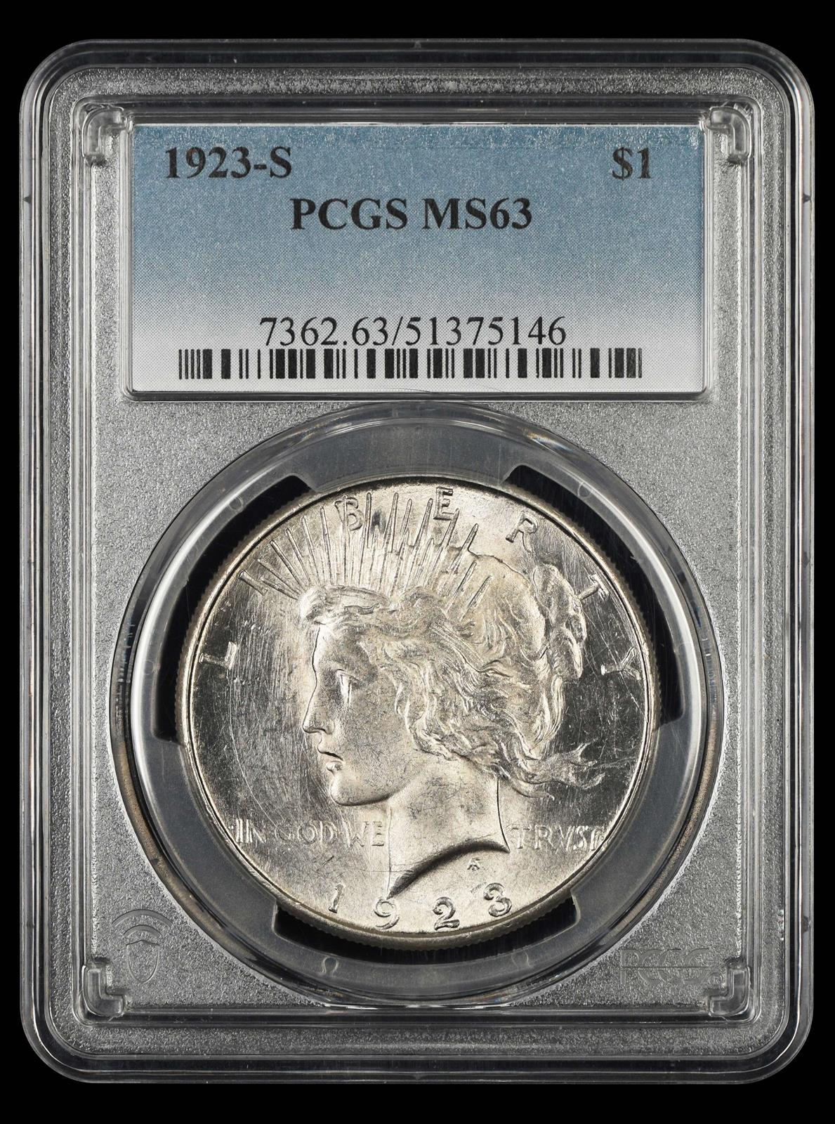 1923-S $1 PCGS MS 63