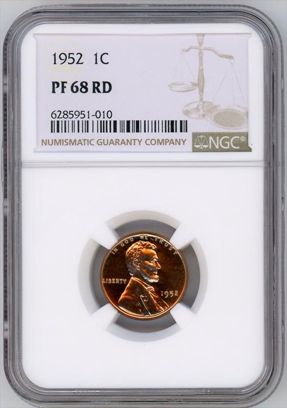 1952 Lincoln Cent NGC PF 68 RD