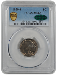 1920-S Buffalo PCGS CAC MS 65