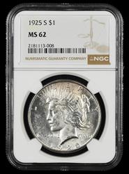 1925 S $1 NGC MS 62