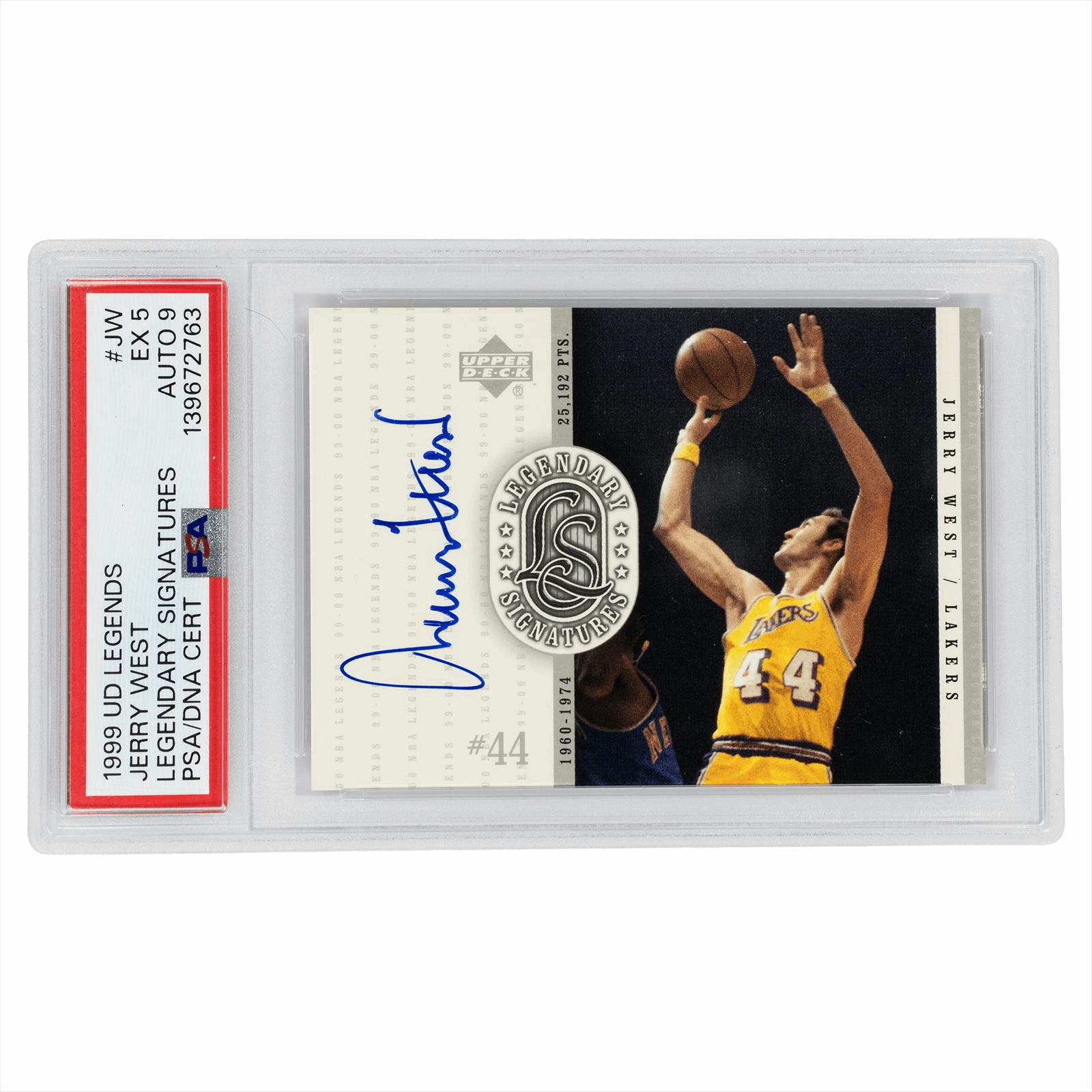 1999 Upper Deck Legends Jerry West Legendary Signatures #JW PSA EX 5 Cert #139672763