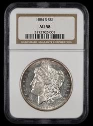 1884 S $1 NGC  AU58