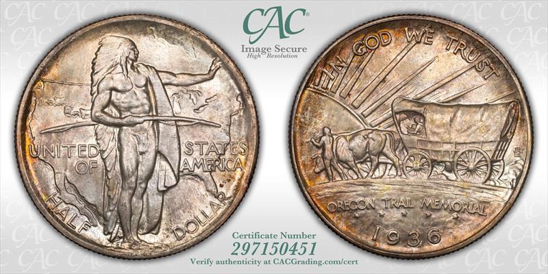 1936 Oregon 50c CACG MS 67