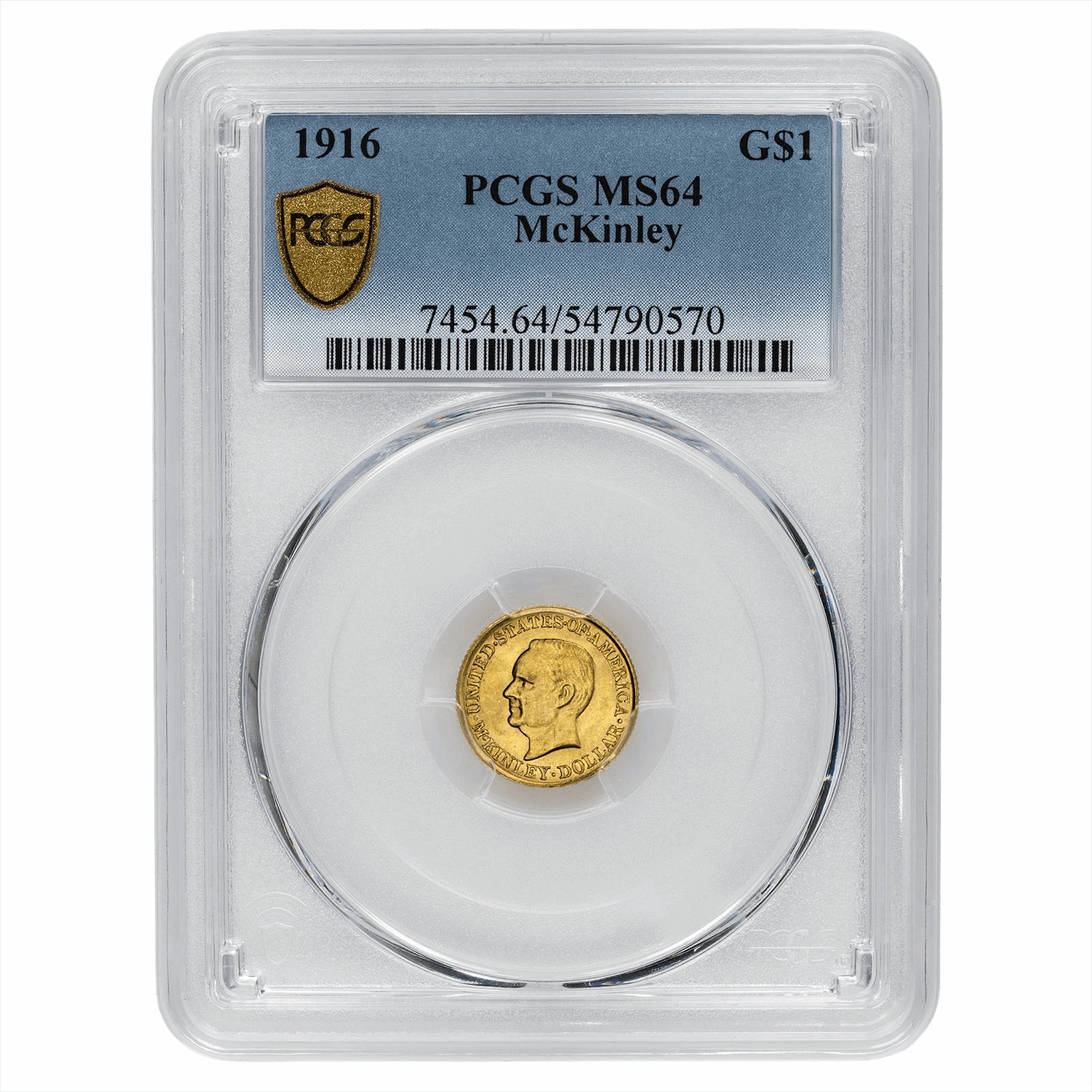 1916 McKinley Gold Dollar $1 PCGS MS 64