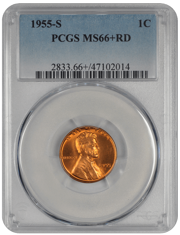 1955-S Lincoln PCGS RD 66+