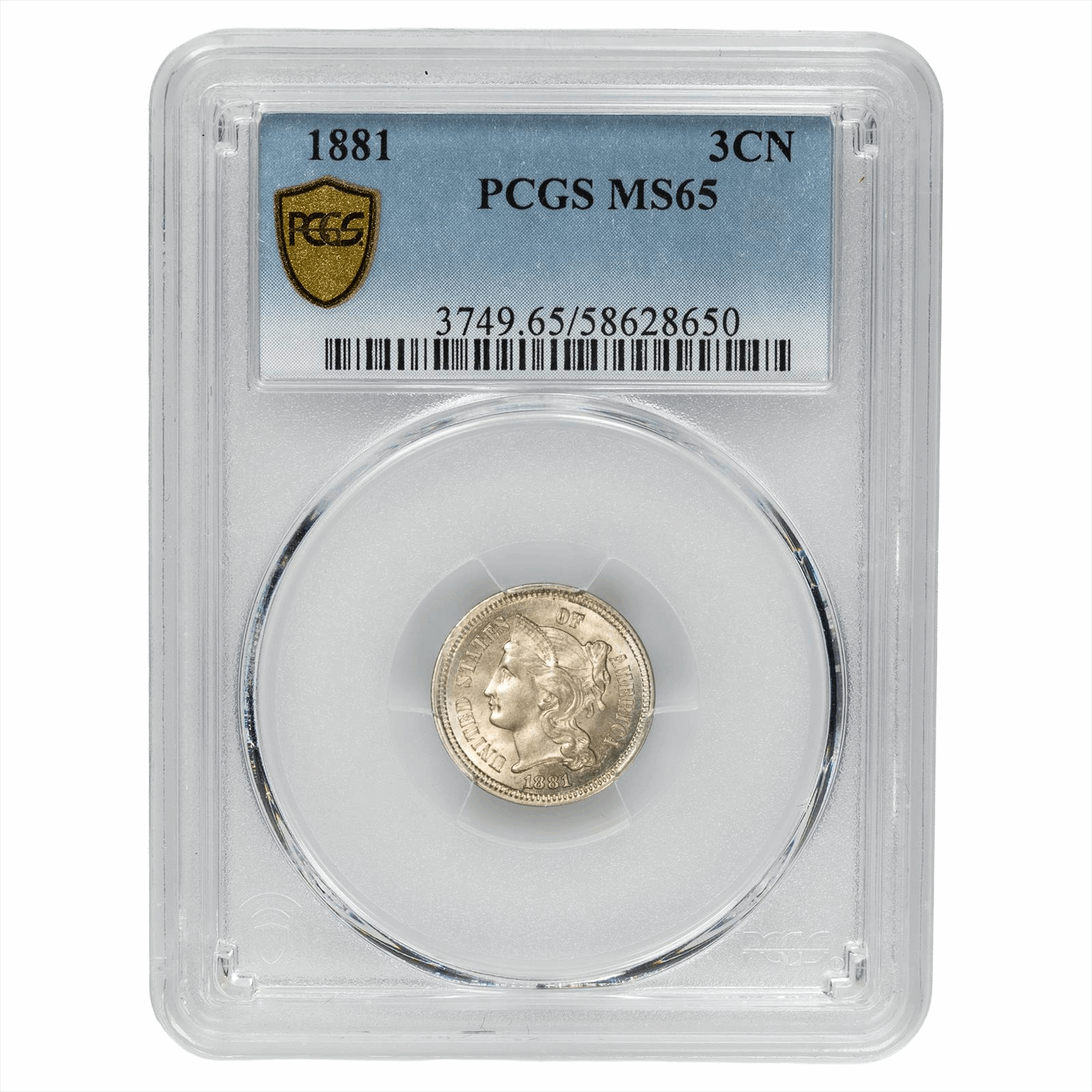 1881 Three Cent Nickel 3CN PCGS MS 65