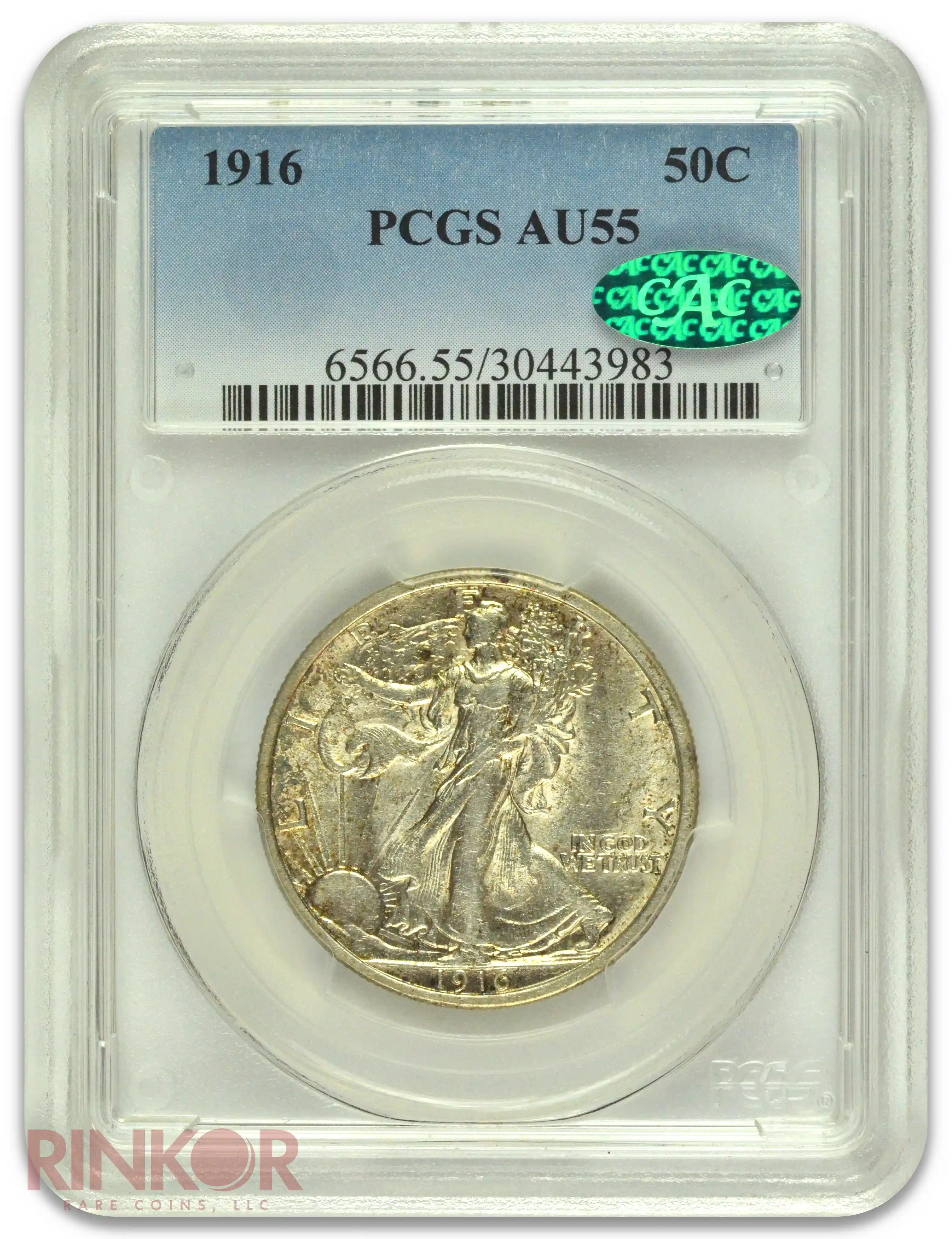 1916 Walking Liberty Half Dollar PCGS AU-55 CAC