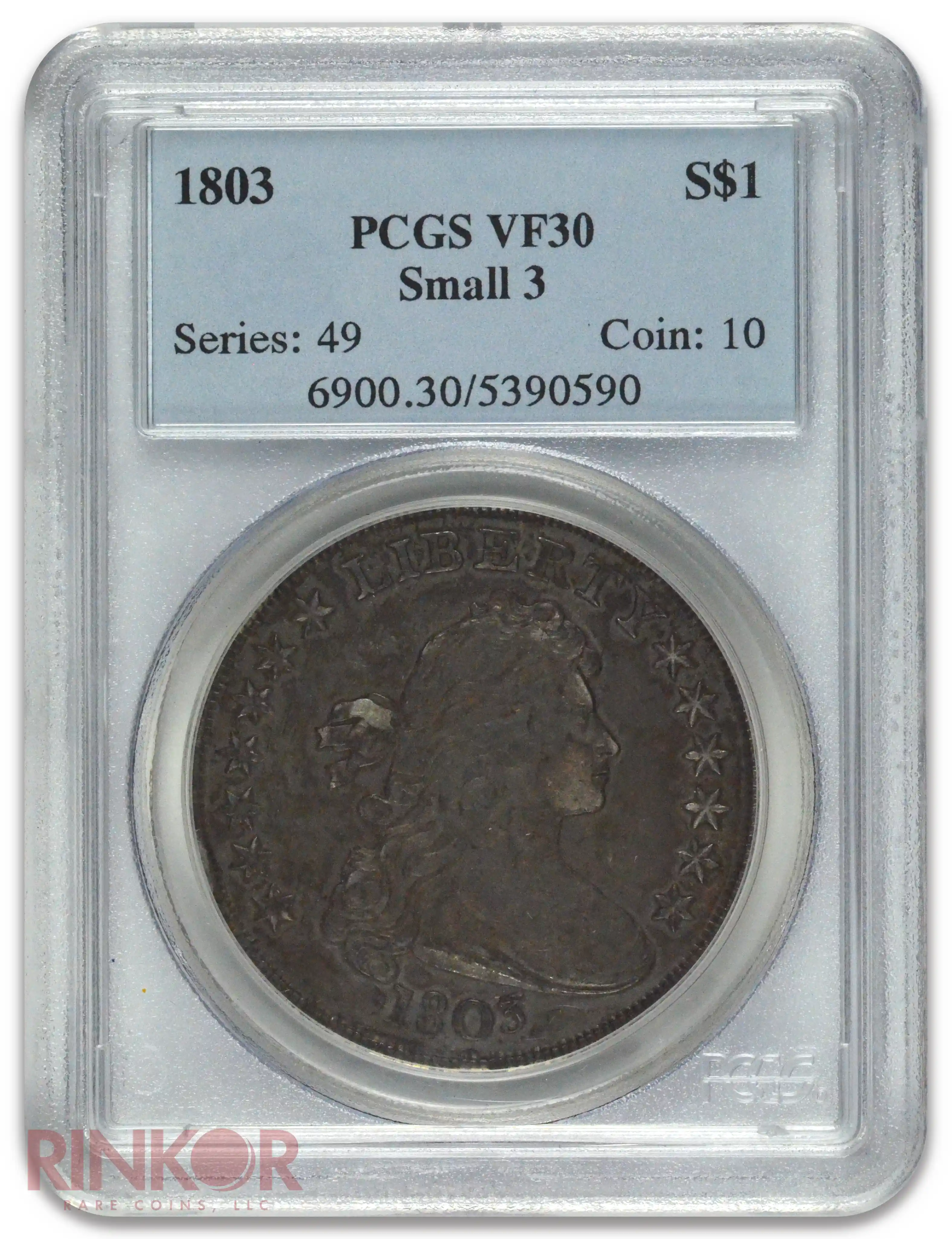 1803 $1 Small 3 Draped Bust Dollar PCGS VF-30