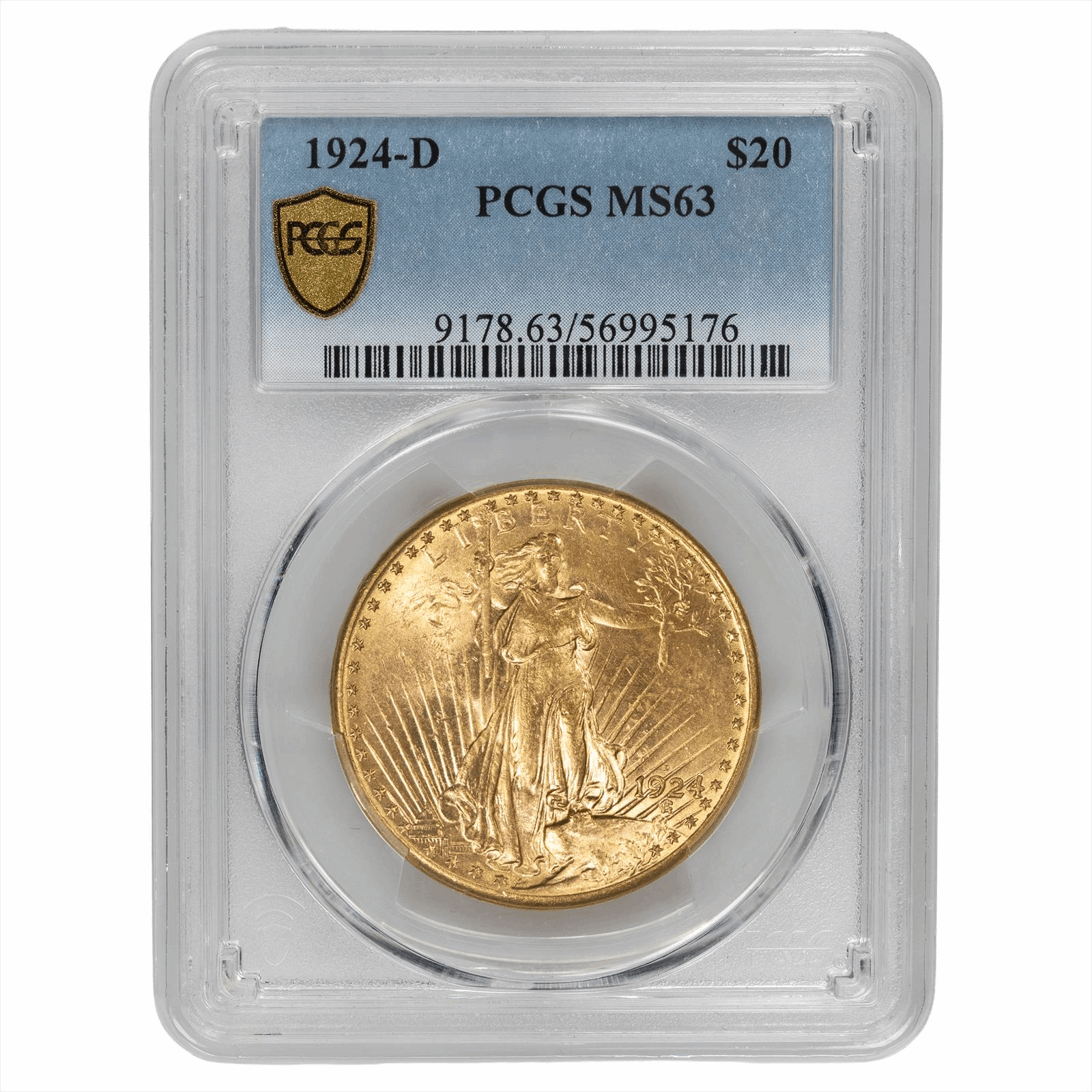 1924-D St. Gaudens $20 Gold Double Eagle, PCGS MS 63 - Better Date
