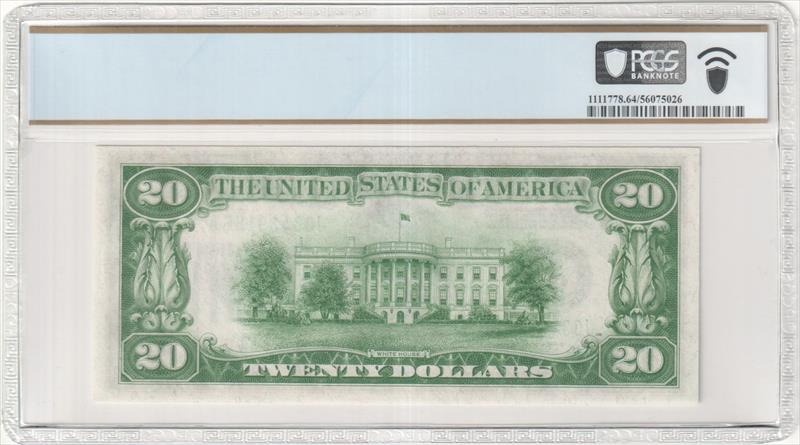 Fr. 2052-J 1928B $20 Fed Reserve Note Kansas City PCGS 64 PPQ  