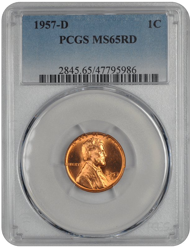 1957-D Lincoln PCGS RD 65