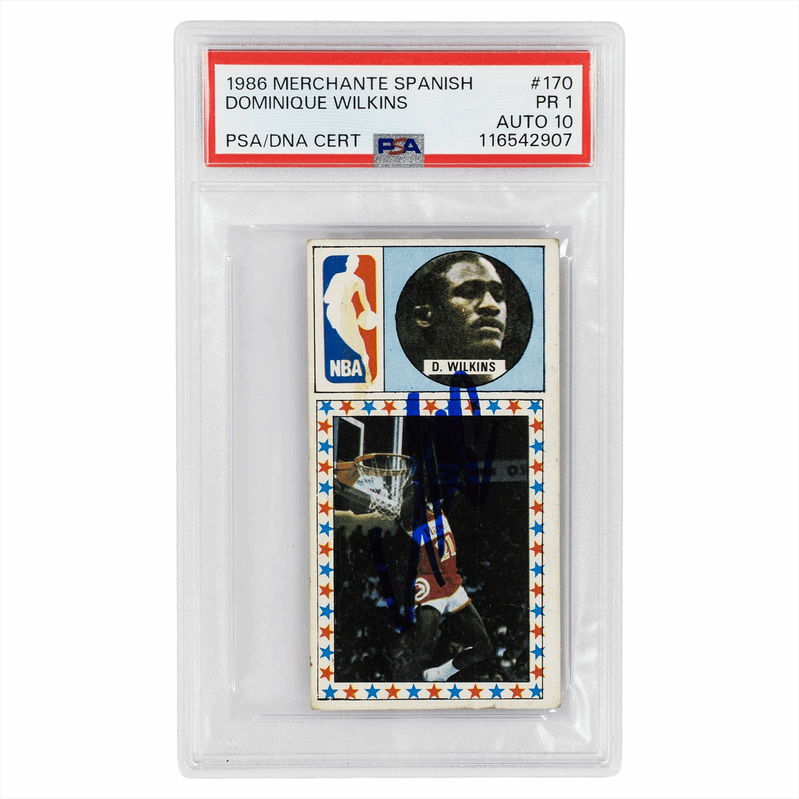 1986 Merchante Spanish Dominique Wilkins #170 PSA POOR 1 AUTO 10