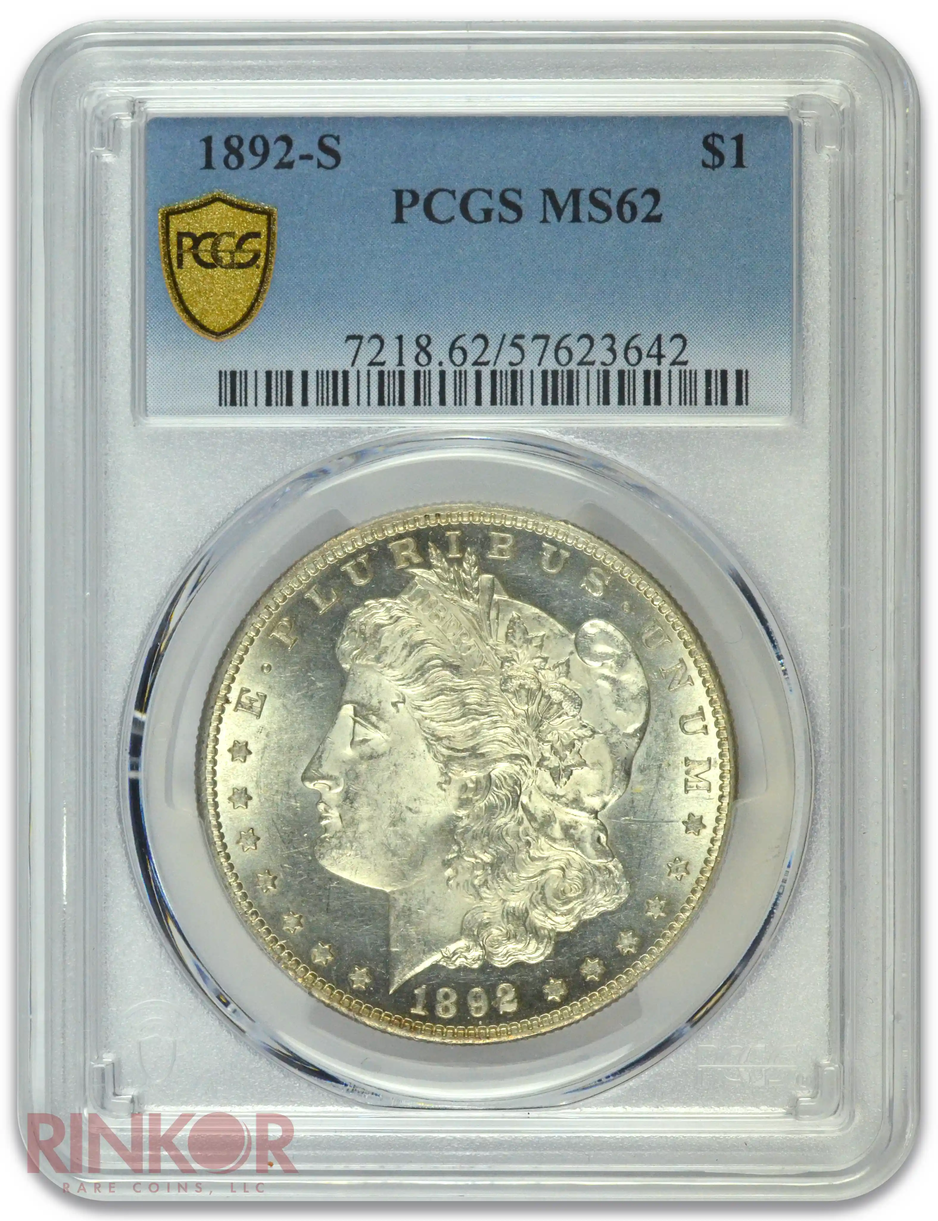 1892-S $1 Morgan Dollar PCGS MS 62