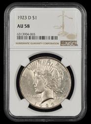 1923 D $1 NGC  AU 58