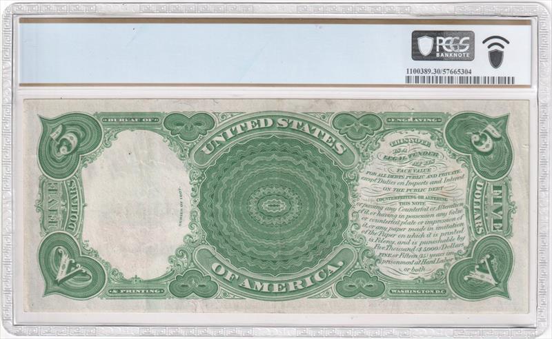 Fr. 91 1907 $5 Legal Tender Woodchopper PCGS VF30 