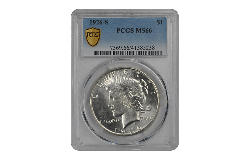 1926-S $1 Peace Dollar PCGS  #3669-17 MS66