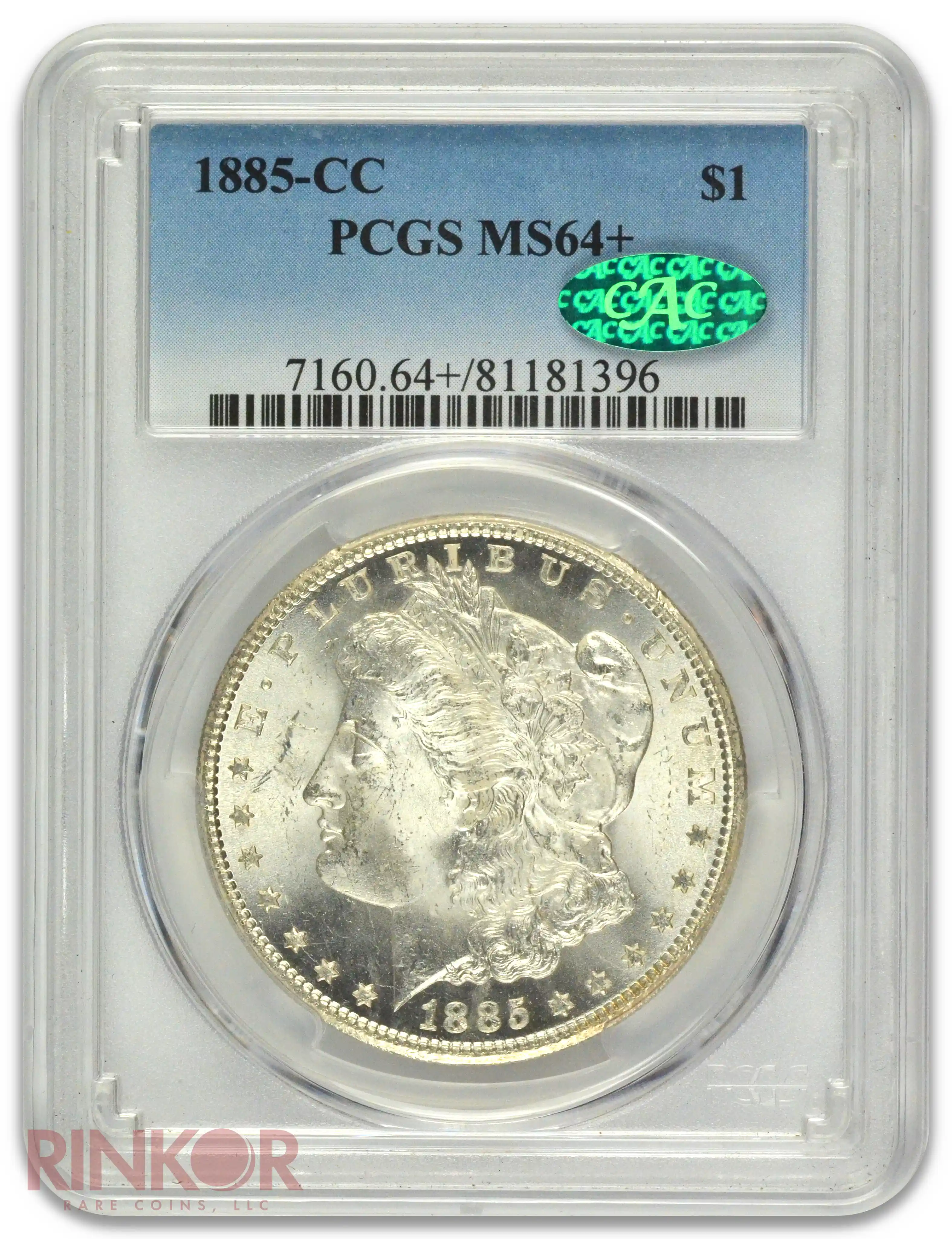 1885-CC $1 Morgan Dollar PCGS MS 64+ CAC