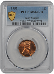1953 Lincoln PCGS RD 67