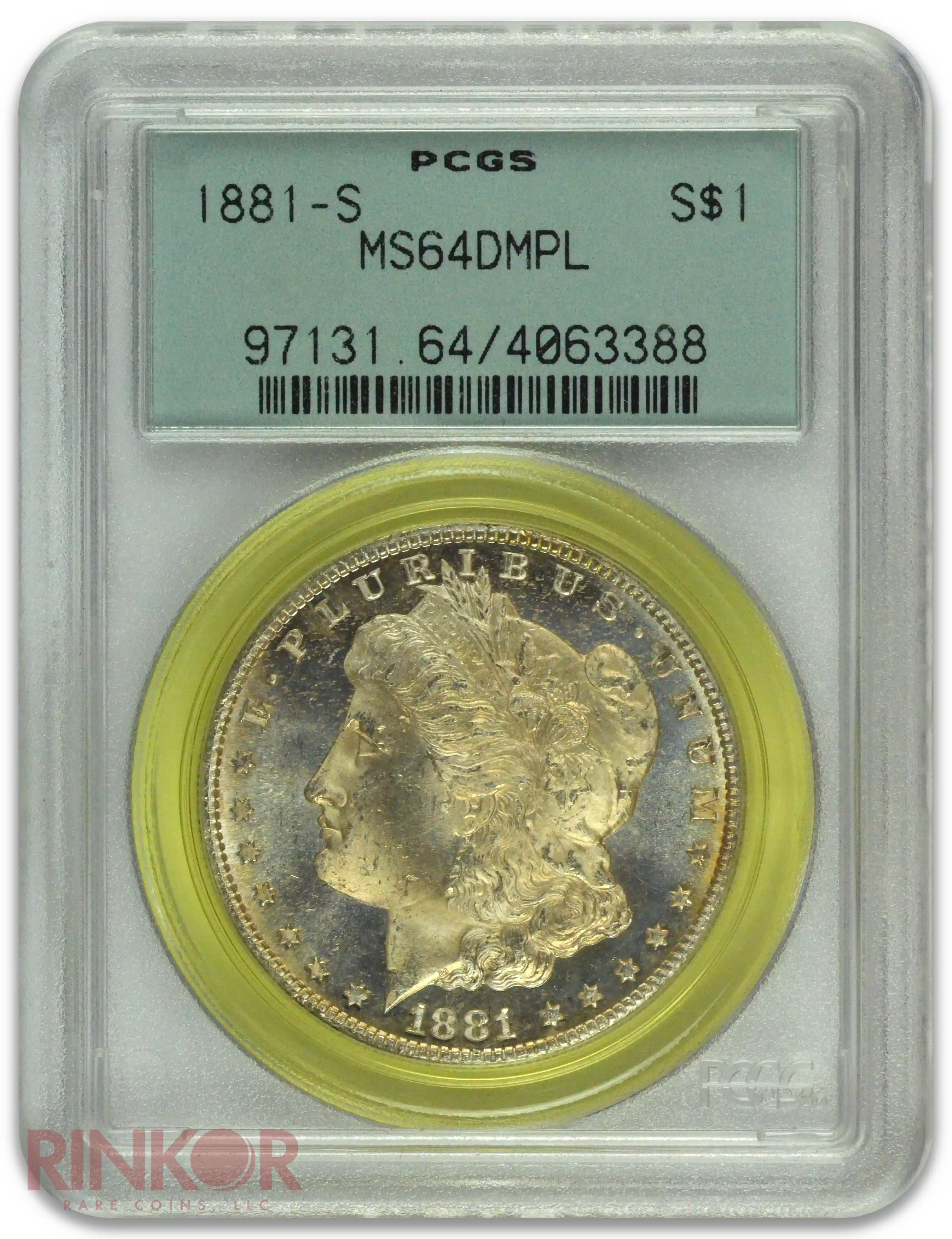 1881-S $1 Morgan Dollar PCGS MS 64 DMPL
