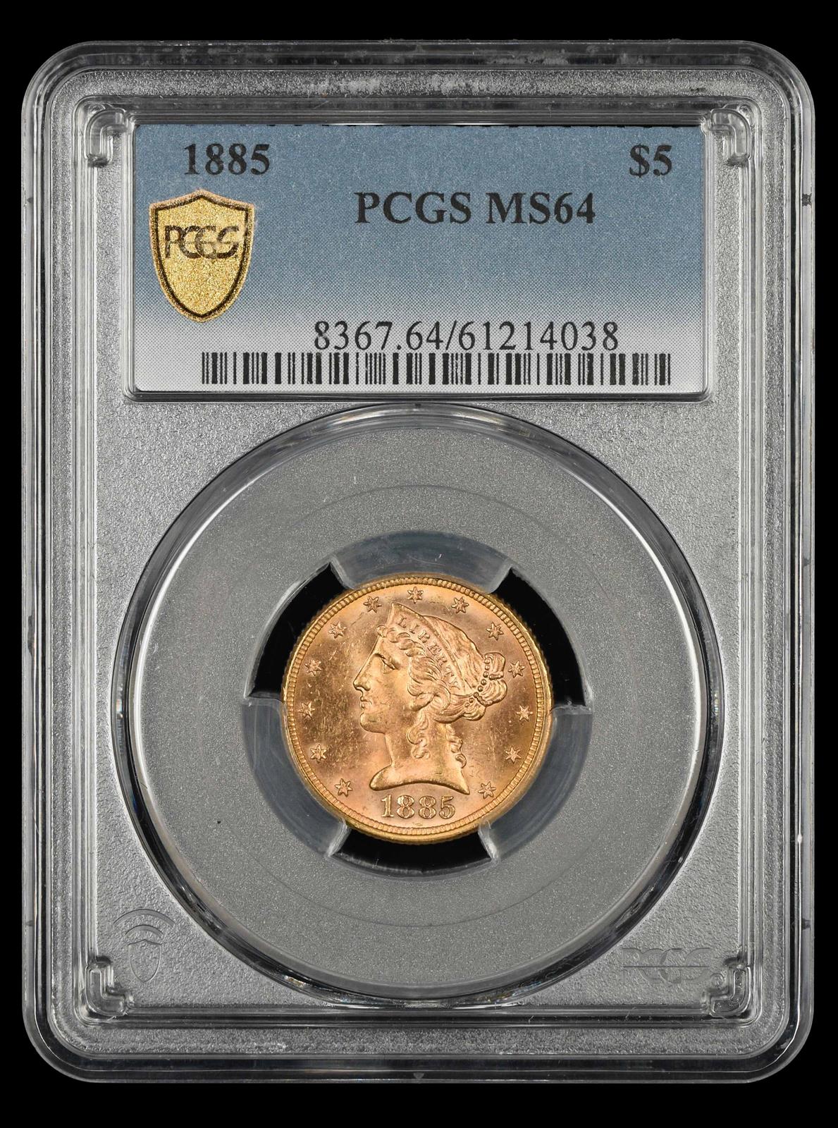 1885 $5 Gold PCGS MS 64