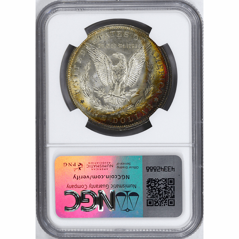 1884-O $1 Morgan Silver Dollar - NGC MS63 - Crescent RAINBOW Toning